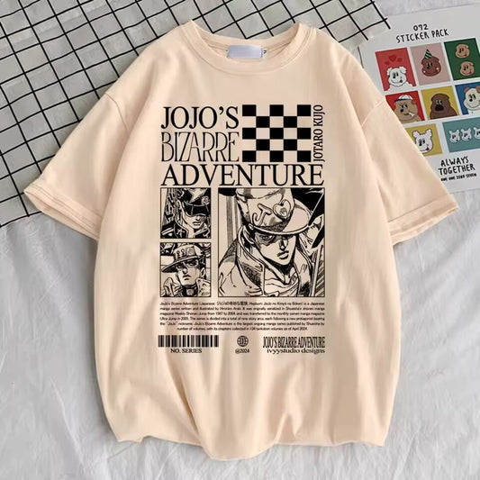 Jojo Bizarre Adventure Steel Ball Run t shirt girl anime Retro Classic graphic shirt 80s graphic korean clothes Colorful kawaii