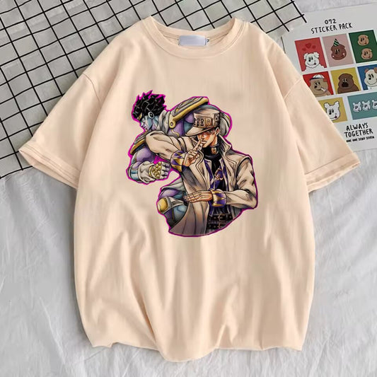 Jojo Bizarre Adventure Steel Ball Run t shirt girl anime Retro Classic graphic shirt 80s graphic korean clothes Colorful kawaii