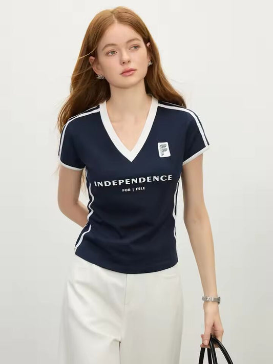 FSLE 2025 Summer Sporty Cropped Jersey Tee Petite Racerback Gym to Street Y2K Aesthetic Breathable Split Hem Reflective Trim